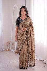 Women’s Saree with Mirror Work and Embroidered Border