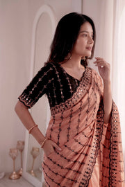 Women’s Saree with Mirror Work and Embroidered Border