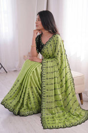 Women’s Saree with Mirror Work and Embroidered Border