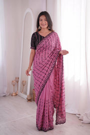 Women’s Saree with Mirror Work and Embroidered Border