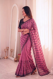 Women’s Saree with Mirror Work and Embroidered Border