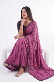 Women’s Saree with Mirror Work and Embroidered Border