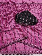 Women’s Saree with Mirror Work and Embroidered Border
