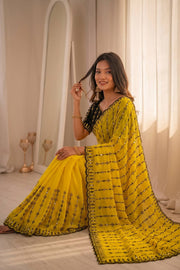 Women’s Saree with Mirror Work and Embroidered Border