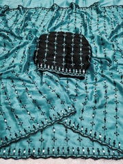 Women’s Saree with Mirror Work and Embroidered Border
