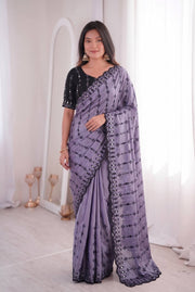 Women’s Saree with Mirror Work and Embroidered Border