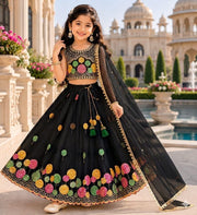 Girls Georgette Fabric Lehenga Choli Set with Dupatta