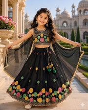 Girls Georgette Fabric Lehenga Choli Set with Dupatta