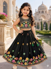 Girls Georgette Fabric Lehenga Choli Set with Dupatta
