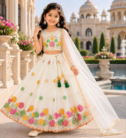 Girls Georgette Fabric Lehenga Choli Set with Dupatta