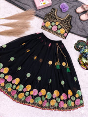 Girls Georgette Fabric Lehenga Choli Set with Dupatta