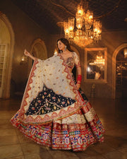Women’s Gujarati Navratri Lehenga Choli with Digital Print & Real Mirror Work