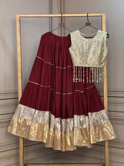 Women’s Lehenga with Mirror work Blouse With Full-Stitched Choli