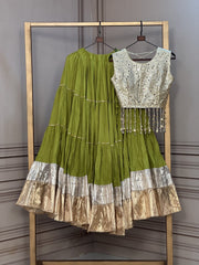Women’s Lehenga with Mirror work Blouse With Full-Stitched Choli