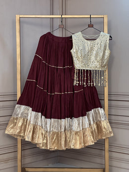 Women’s Lehenga with Mirror work Blouse With Full-Stitched Choli