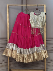 Women’s Lehenga with Mirror work Blouse With Full-Stitched Choli