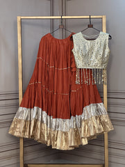 Women’s Lehenga with Mirror work Blouse With Full-Stitched Choli