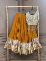 Women’s Lehenga with Mirror work Blouse With Full-Stitched Choli