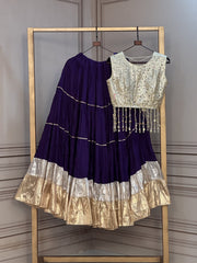 Women’s Lehenga with Mirror work Blouse With Full-Stitched Choli