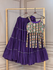 Women’s Lehenga Choli with Kutchi Gamthi Embroidered Blouse, Flared Skirt Ethnic Wear