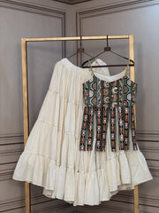 Women’s Lehenga Choli with Kutchi Gamthi Embroidered Blouse, Flared Skirt Ethnic Wear