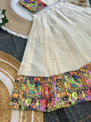 Girls’ Cream & Multicolor Printed Lehenga Choli Set