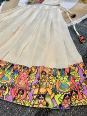 Girls’ Cream & Multicolor Printed Lehenga Choli Set