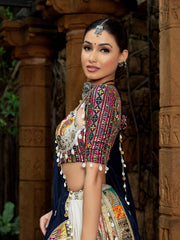 Heavy Muslin Cotton Printed Lehenga Choli with Real Mirror Work