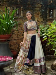 Heavy Muslin Cotton Printed Lehenga Choli with Real Mirror Work