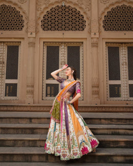 Heavy Muslin Cotton Lehenga Choli with Real Mirror Work.