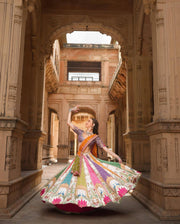 Heavy Muslin Cotton Lehenga Choli with Real Mirror Work.