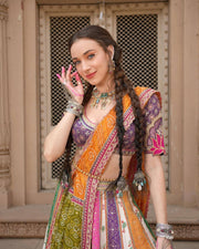 Heavy Muslin Cotton Lehenga Choli with Real Mirror Work.