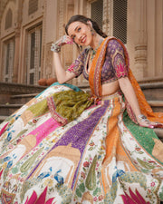 Heavy Muslin Cotton Lehenga Choli with Real Mirror Work.