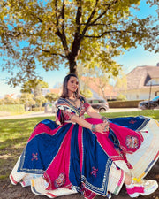 Heavy Muslin Cotton Double-Layer Chaniya Choli with Real Mirror Work