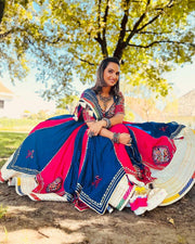 Heavy Muslin Cotton Double-Layer Chaniya Choli with Real Mirror Work
