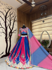 Heavy Muslin Cotton Double-Layer Chaniya Choli with Real Mirror Work