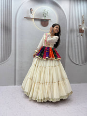 Women’s Pure Cotton Kediyu Lehenga Choli Set Lehenga with Gamthi & Mirror Work