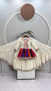 Women’s Pure Cotton Kediyu Lehenga Choli Set Lehenga with Gamthi & Mirror Work