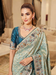 Pure Kanjivaram Silk Saree – Heavy Embroidered Indian Wedding & Bridal Saree