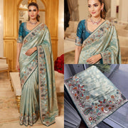 Pure Kanjivaram Silk Saree – Heavy Embroidered Indian Wedding & Bridal Saree