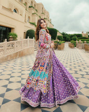 Heavy Muslin Cotton Digital Print & Real Mirror Work Lehenga Choli with Fully Stitched Koti