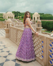 Heavy Muslin Cotton Digital Print & Real Mirror Work Lehenga Choli with Fully Stitched Koti