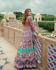 Heavy Muslin Cotton Digital Print & Real Mirror Work Lehenga Choli with Fully Stitched Koti