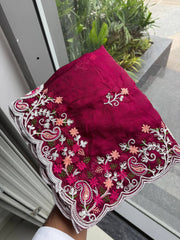 Elegant Embroidered Designer Saree – Soft Space Silk Indian Wedding & Party Wear Saree