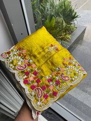Elegant Embroidered Designer Saree – Soft Space Silk Indian Wedding & Party Wear Saree