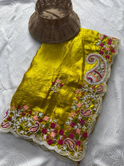 Elegant Embroidered Designer Saree – Soft Space Silk Indian Wedding & Party Wear Saree