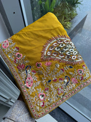 Elegant Embroidered Designer Saree – Soft Space Silk Indian Wedding & Party Wear Saree