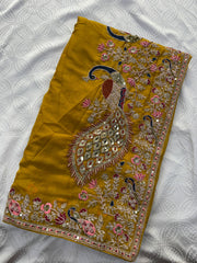 Elegant Embroidered Designer Saree – Soft Space Silk Indian Wedding & Party Wear Saree