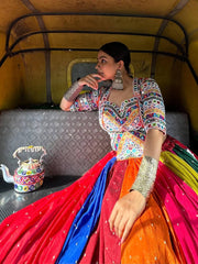 Women's Navratri Chaniya Choli Set with Real Mirror Work