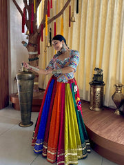 Women's Navratri Chaniya Choli Set with Real Mirror Work